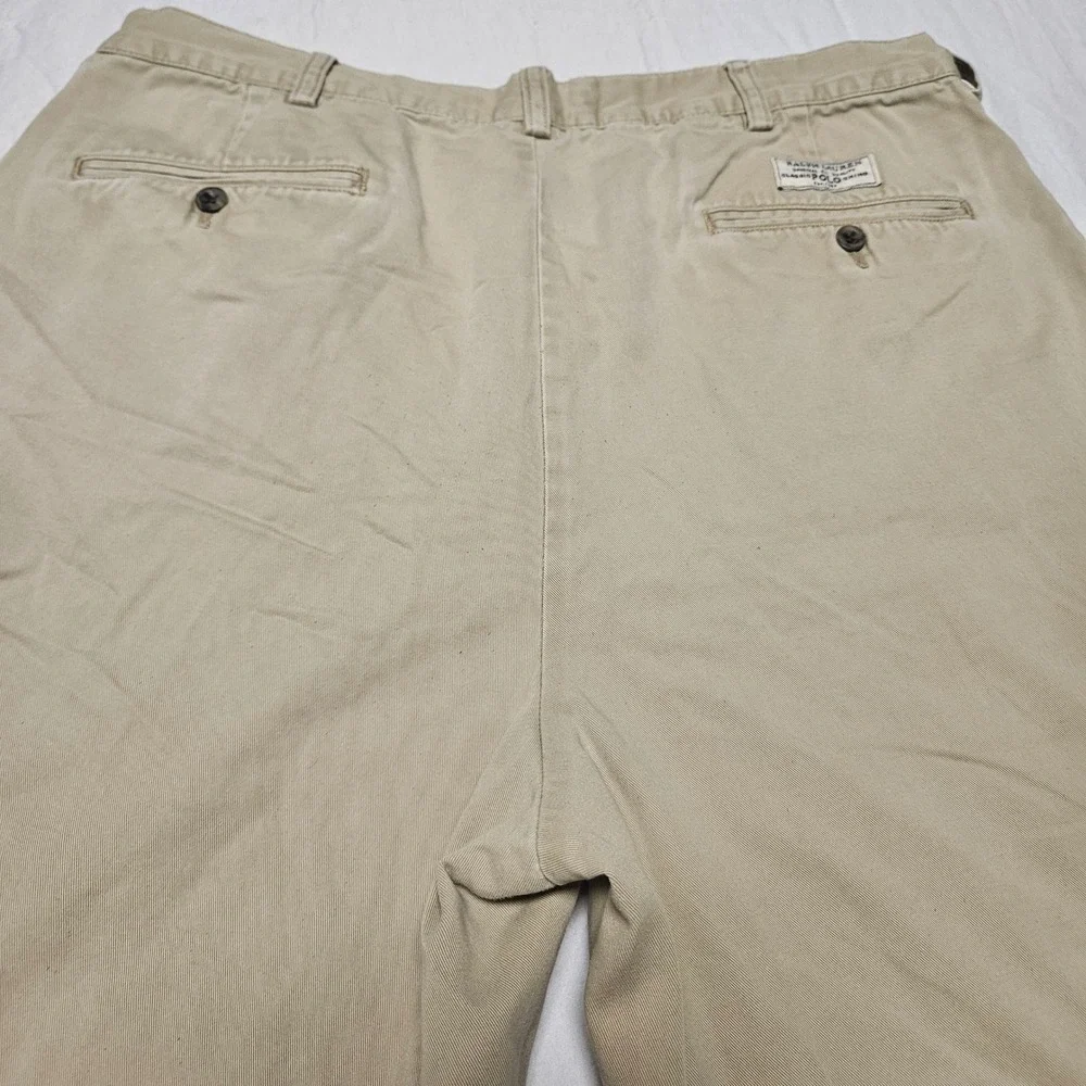 Polo Ralph Lauren Chino Shorts Mens 36 Tan Pleated Classic Cotton Khaki Walking